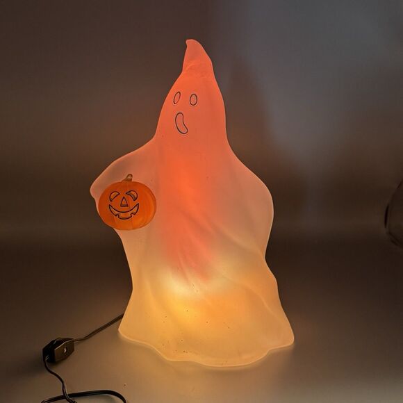 Vtg Ghost Light Up Dept 56 Acrylic Blow Mold Color Changing Halloween Decor 12"T - Picture 7 of 17